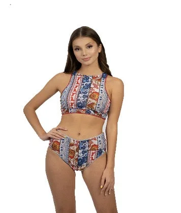 PATCHWORK HIGH WAIST BIKINI (BOTTOM)