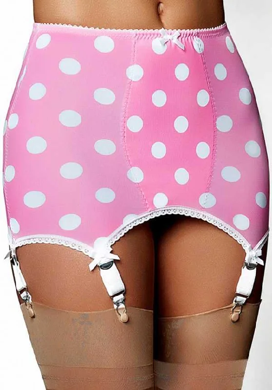 Plus Size Retro Girdle with 6 Strap in Polka Dot Print