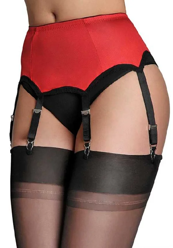 Plus Size Satin Suspender Red with 6 straps Red Color