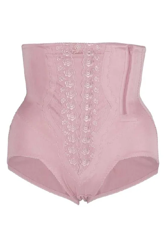 Plus Size Shapewear Extra Firm Panty Girdle Zip Up Pink