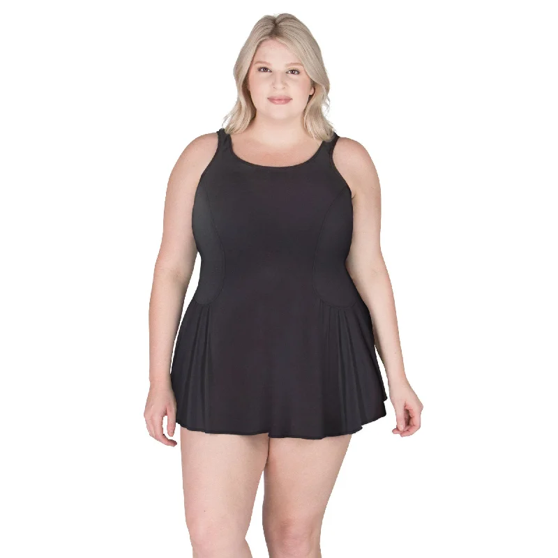 No Fuss, No Frills, Basic Black Plus Size Swimdress