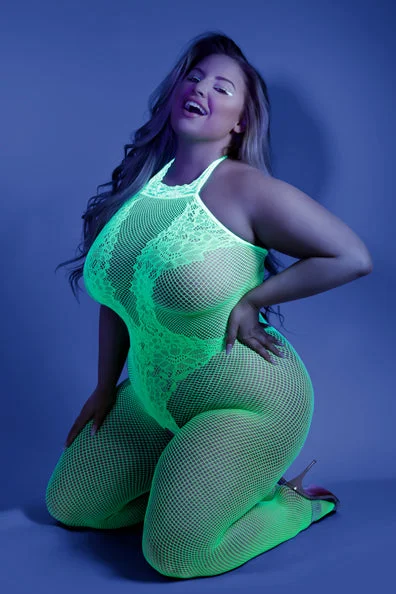 Get On This!- Glow Black Light Fishnet Bodystocking