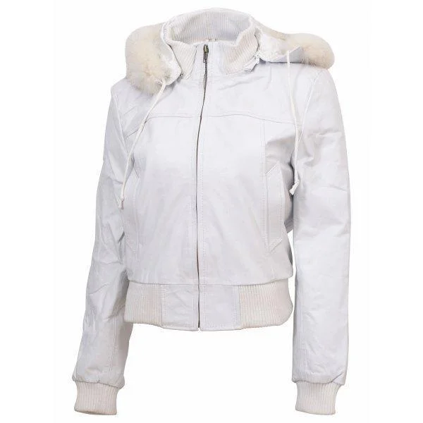 Prime White Fur Leather Jacket fro Women