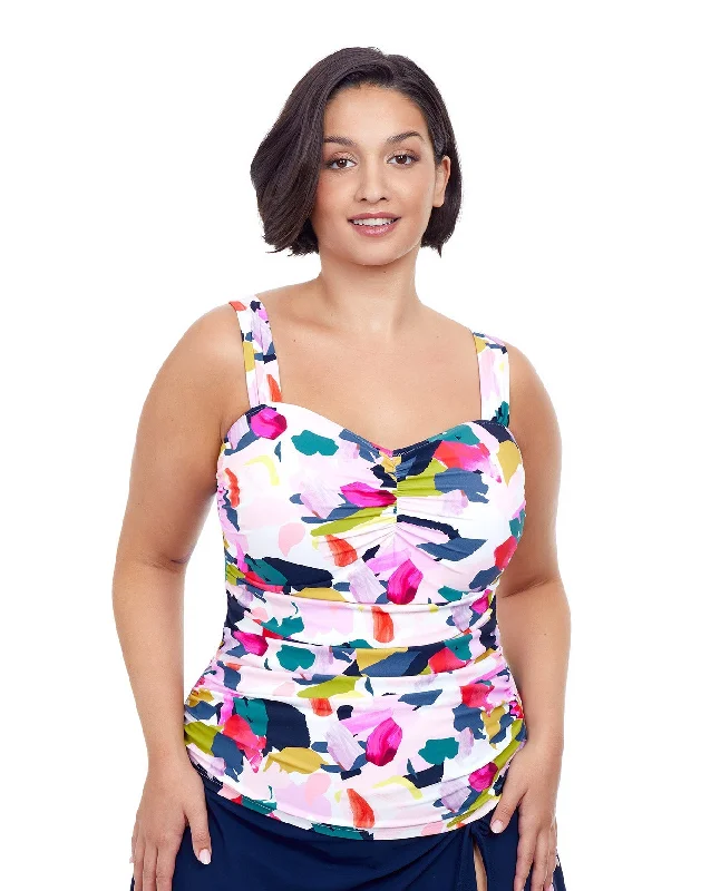 Profile By Gottex Canvas Plus Size Shirred Underwire Tankini Top