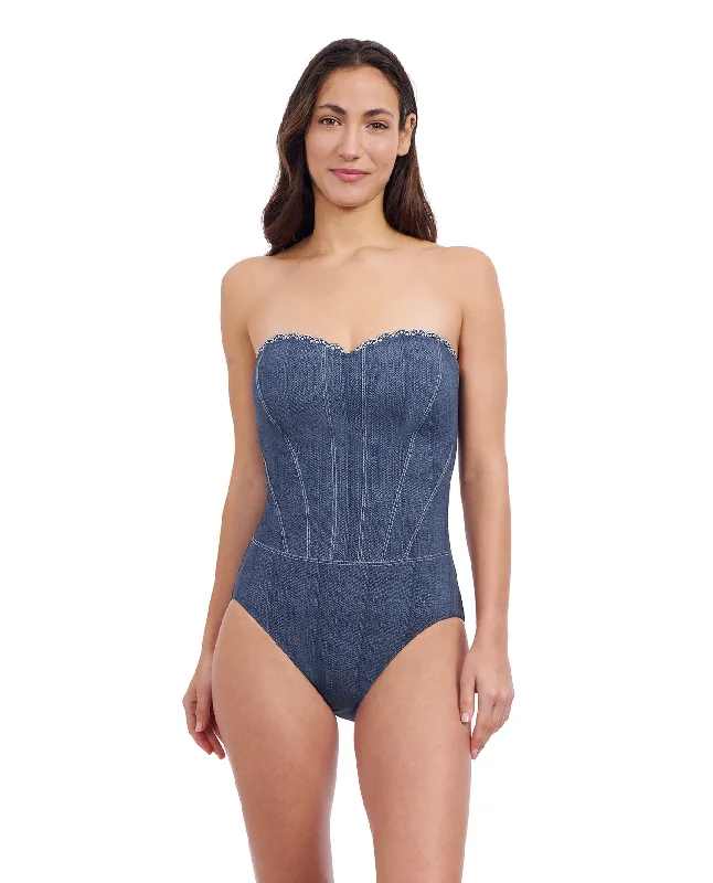 Profile By Gottex Isabelle Embroidered Bandeau One Piece Swimsuit