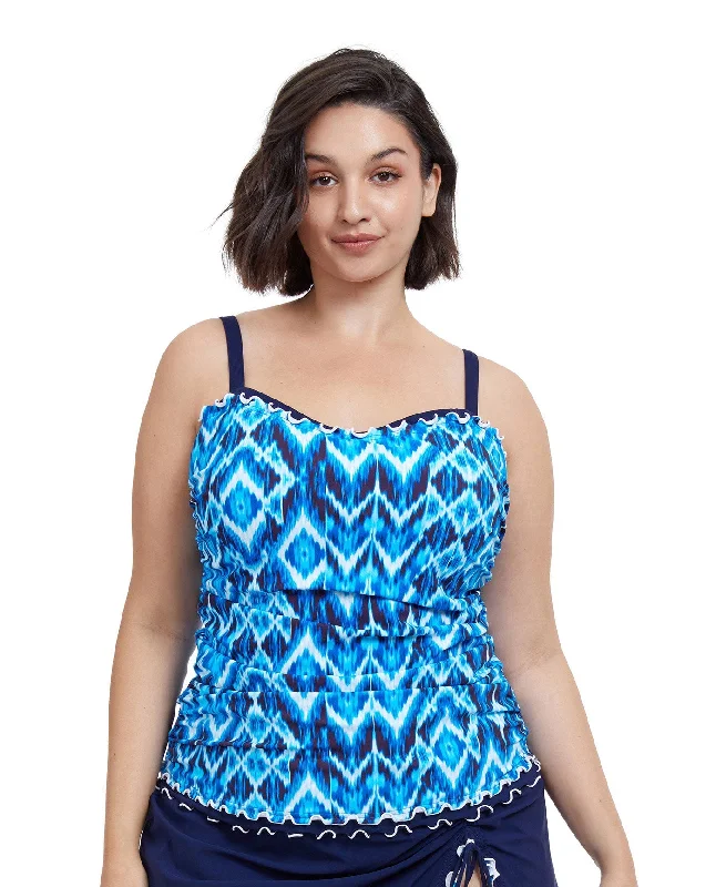 Profile By Gottex Ocean Blues Plus Size Shirred Underwire Tankini Top