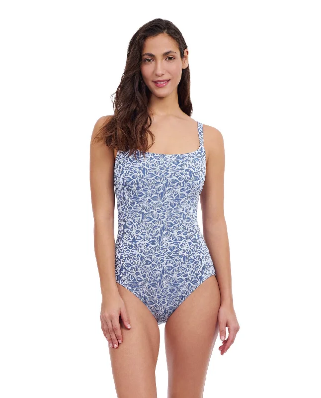 Profile By Gottex Plumeria D-Cup Textured Square Neck One Piece Swimsuit