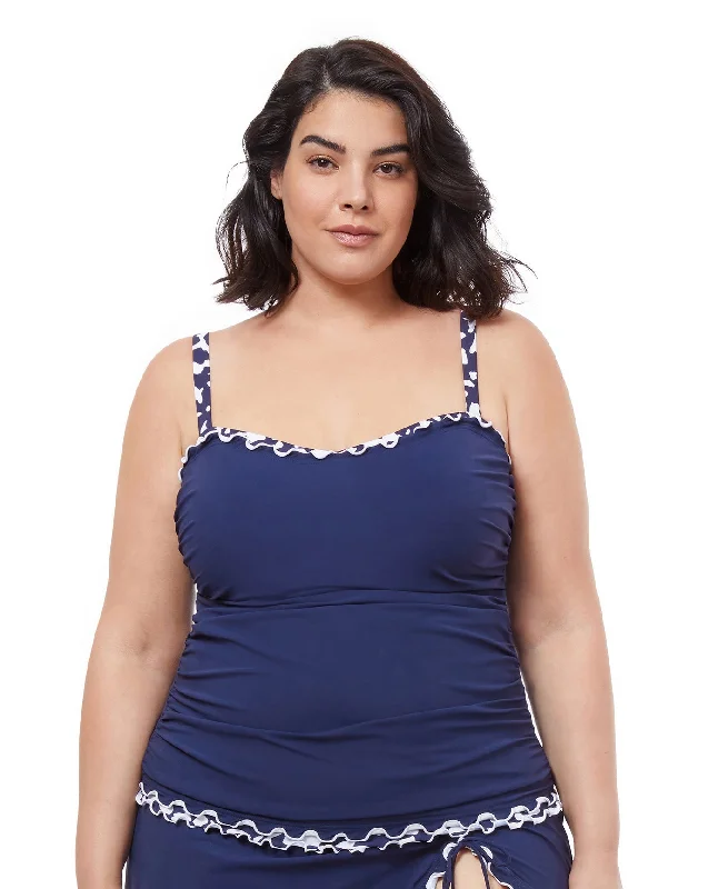 Profile By Gottex Pop Flower Plus Size Shirred Underwire Tankini Top