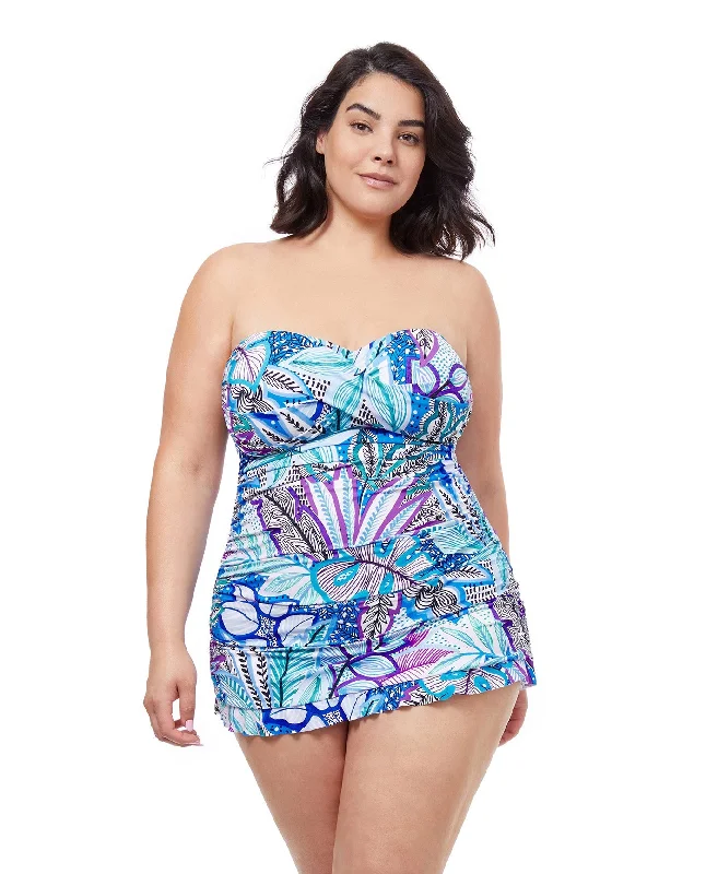 Profile By Gottex Tropic Boom Plus Size Bandeau Strapless Swimdress