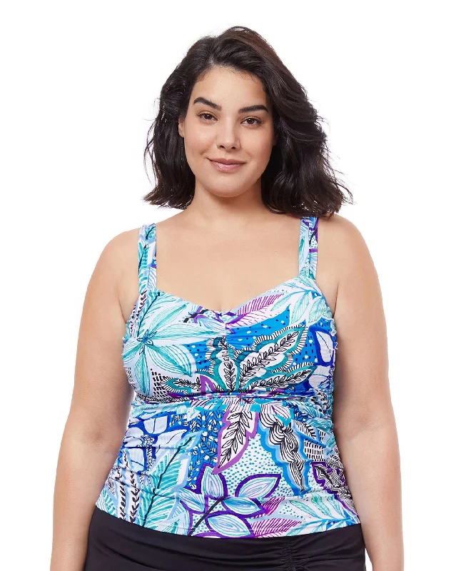 Profile By Gottex Tropic Boom Plus Size Shirred Underwire Tankini Top