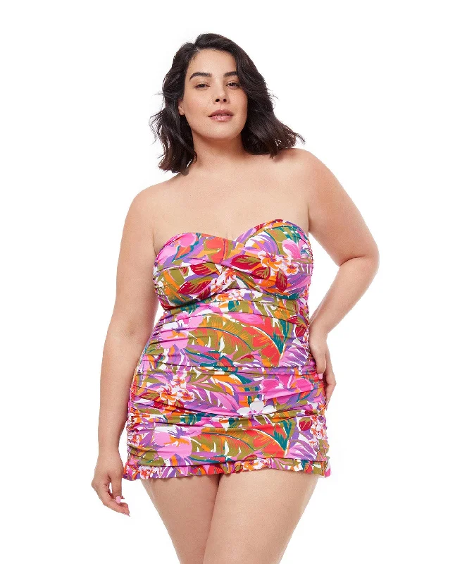 Profile By Gottex Tropikaia Plus Size Bandeau Strapless Swimdress