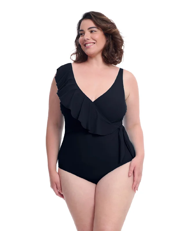 Profile By Gottex Tutti Frutti Plus Size Asymmetrical Ruffle Surplice One Piece Swimsuit