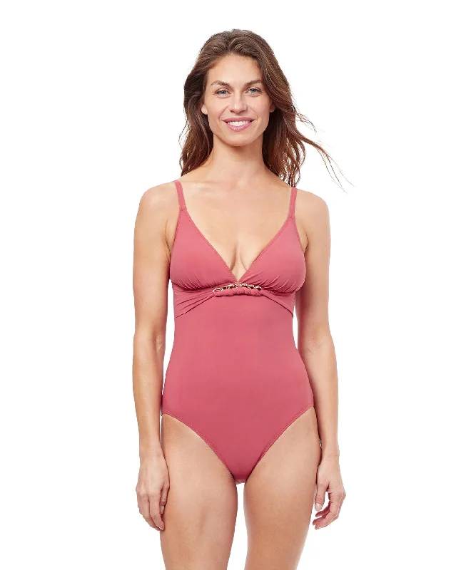 Profile By Gottex Unchain My Heart V-Neck One Piece Swimsuit