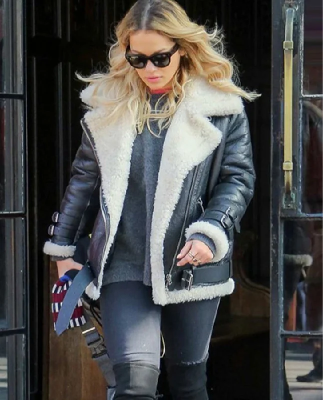 Rita Ora Black Leather Jacket