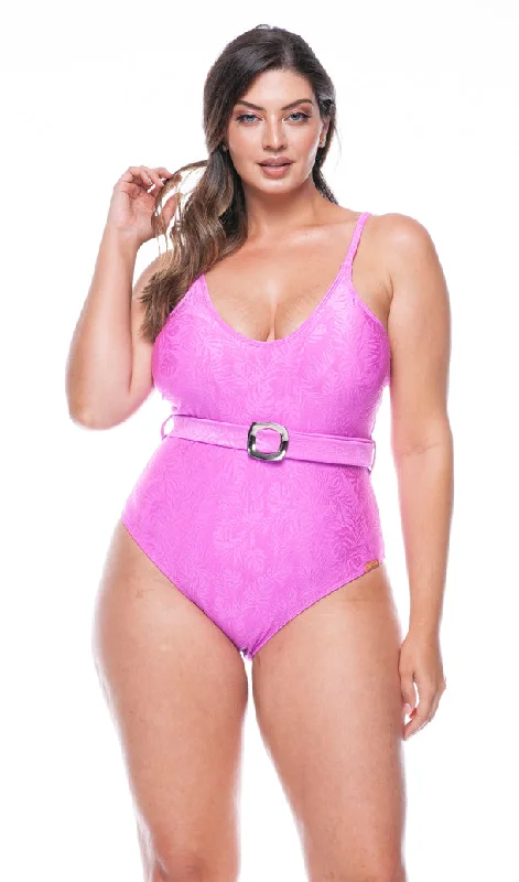 ROSE ALLURE BELTED SWIMSUIT