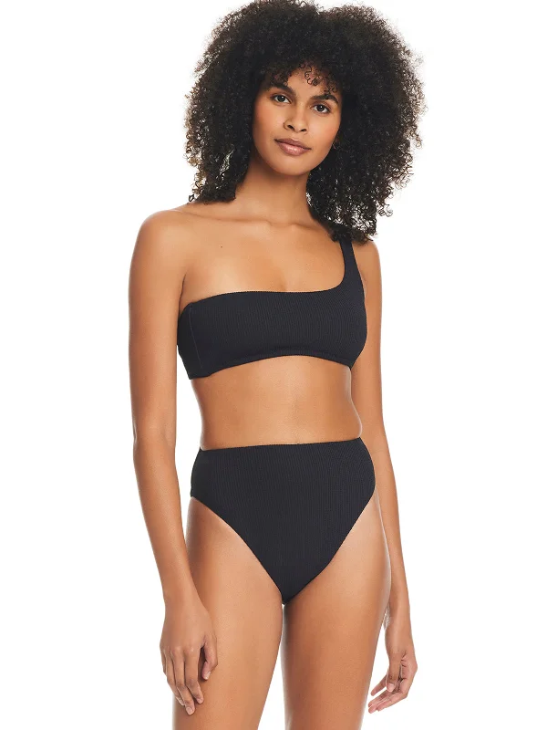 One-Piece Swimsuit for Athletic Build -Swim Pants for Relaxing at the Beach -Sandbar Solids High Rise Bikini Bottom Black