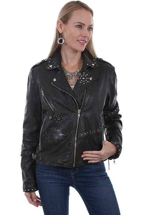 Scully Ladies  Studded Lambskin Biker Jacket