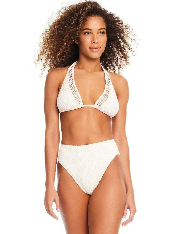 One-Piece Swimsuit with V-Neck -Swimsuit Bottoms for Curvy Women -Sea Crochet High Rise Bikini Bottom White Sand