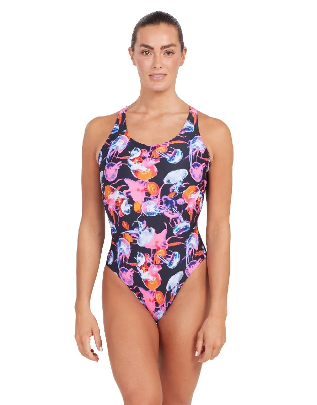 Sea Flowers Actionback Swimsuit - Black/Multi