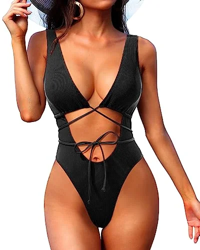 Sexy Strappy Cut Out One Piece Swimwear