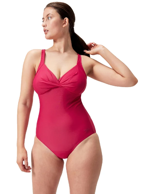 Shaping Cross Knot Swimsuit - Magenta