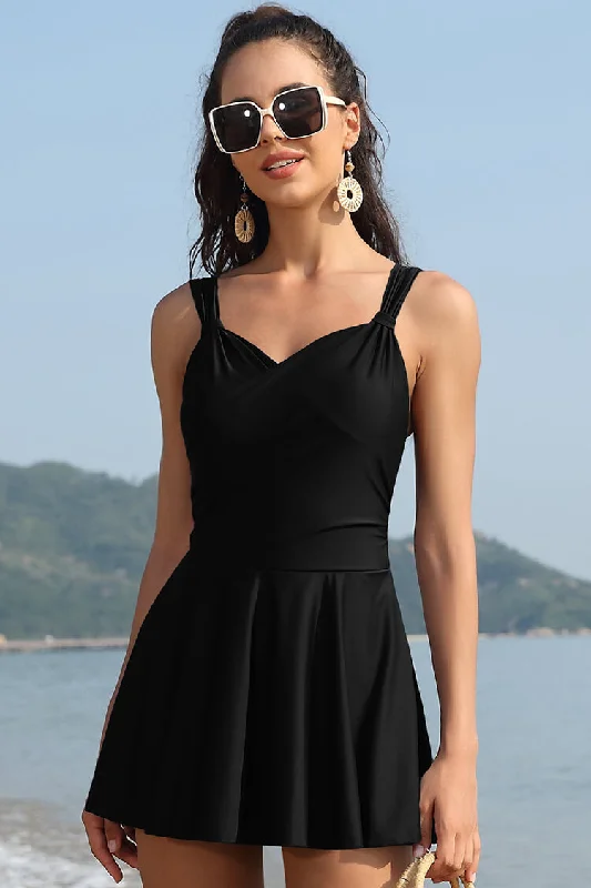 Elegant Crossover Skirted Swimsuit