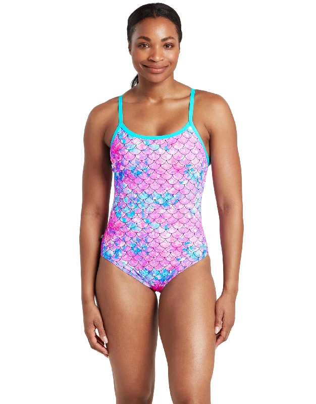 Sirene Sparkle Thermal Ecofeel Strikeback Swimsuit - Aqua/Pink