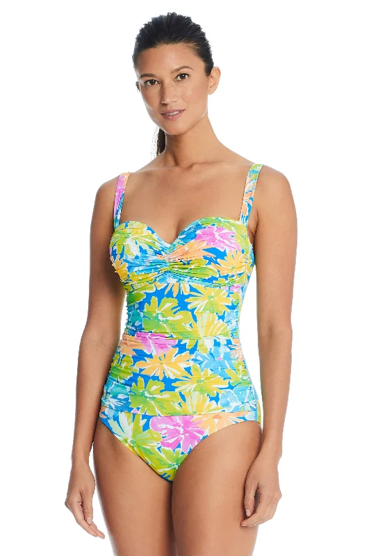 Spring It On Shirred Bandeau One-Piece Swimsuit