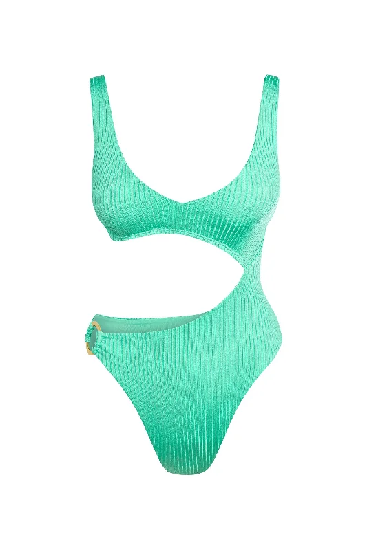 St. Barth's One Piece - Turquoise Wide Rib