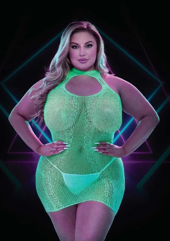 Struttin' On The Stage-  Glow in the dark fishnet dress