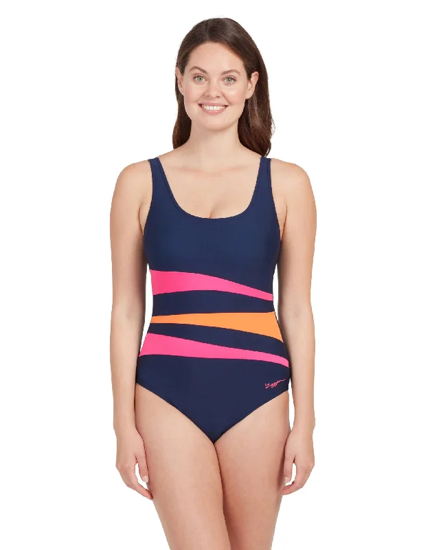 Sumatra Adjustable Scoopback Swimsuit - Magenta/Orange