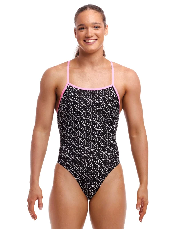 Summer Fish Tie Me Tight Swimsuit -Black/Pink