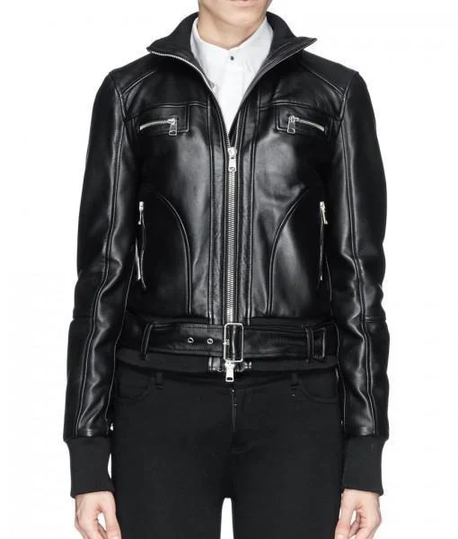 Super Bizco Women Bomber black Leather Jackets