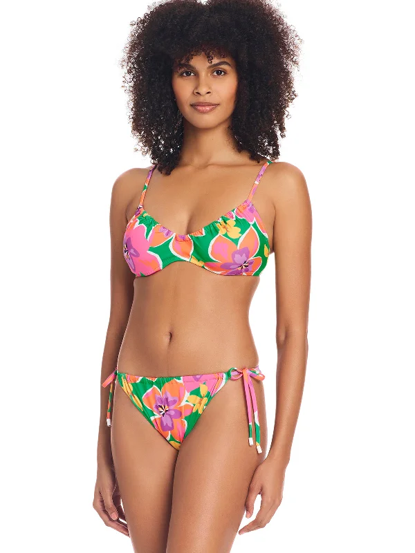 Underwire One-Piece Swimsuit -Adjustable Leg Swim Pants -Super Bloom Side Tie Hipster Bikini Bottom Multi