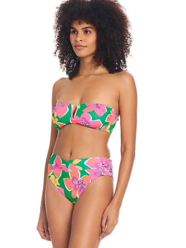 One-Piece Swimsuit for Small Bust -Swimsuit Bottoms for Large Hips -Super Bloom V Waist Bikini Bottom Multi