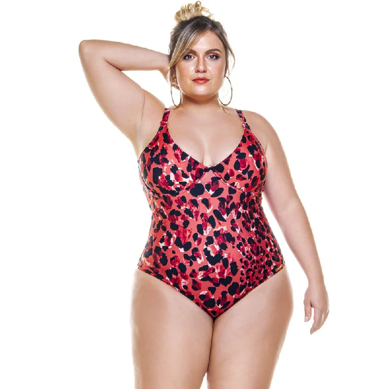 PLUS SIZE NON-PADDED WIRED SWIMSUIT IN SAVANA PRINT