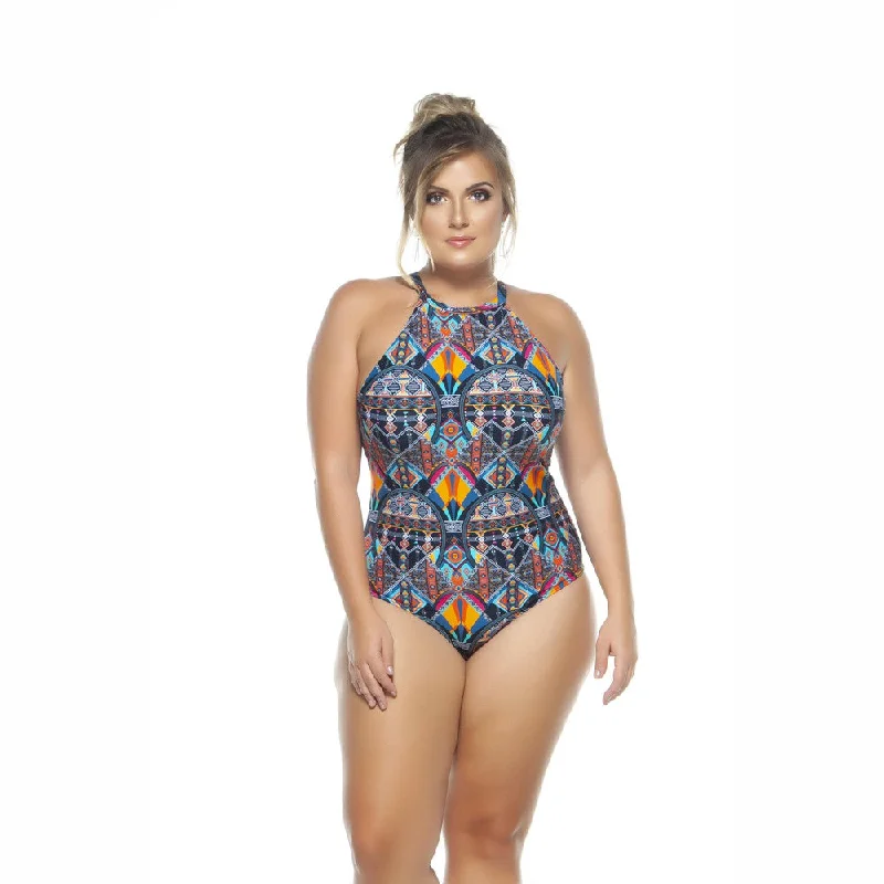 SWIMSUIT WITH CHOKER AND PADDED CUPS