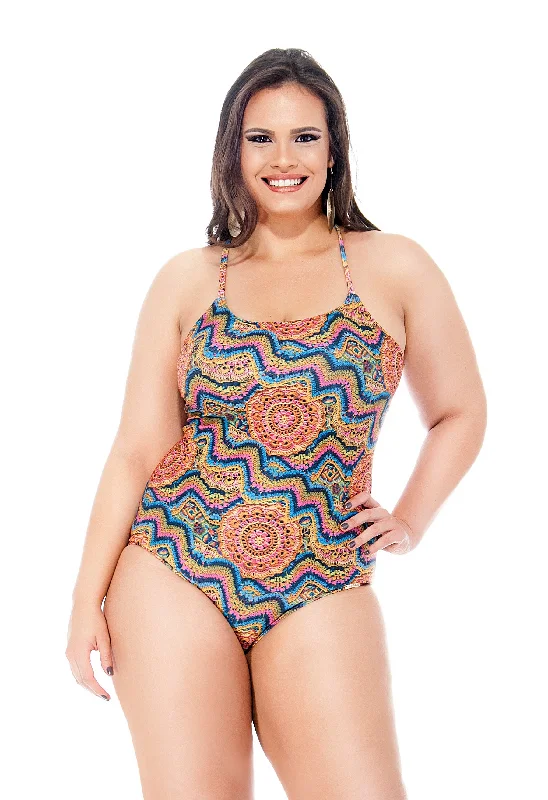 SWIMSUIT WITH PADDED CUPS AND TIE BACK CLOSURE