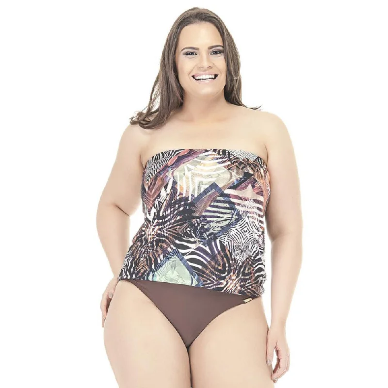 SWIMSUIT WITH TWO DIFFERENT FABRICS AND PADDED TOP