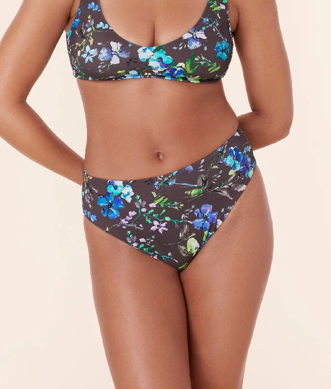 The 90s High Waist Bikini Bottom - Eco Nylon - Wildflowers