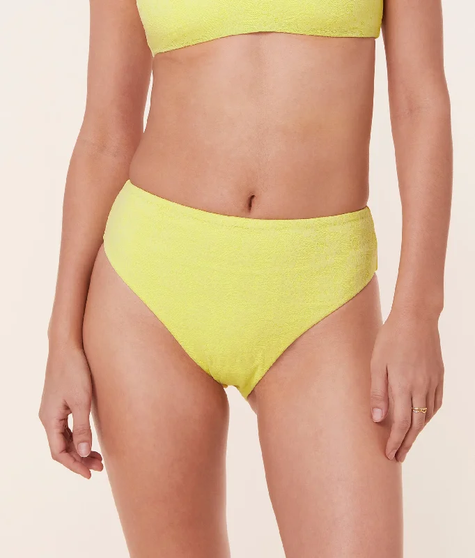 The 90s High Waist Bikini Bottom - Floral Lace - Limeade