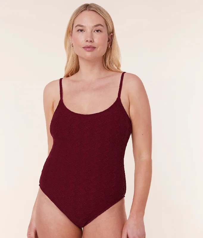 The Amalfi One Piece - Scallop Crochet - Syrah - Long Torso