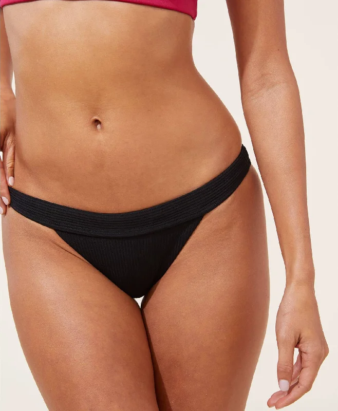 The Banded Bikini Bottom - Ribbed - Black