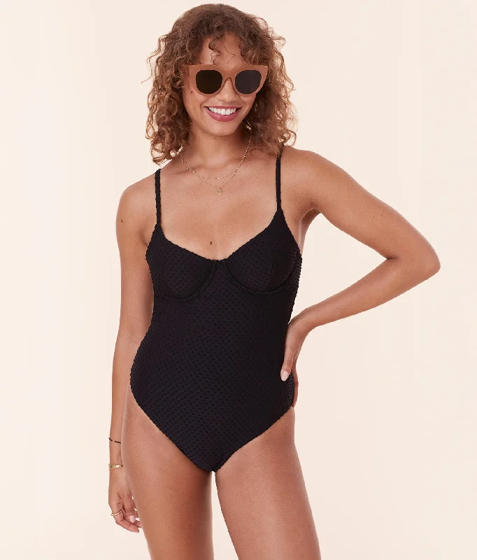 The Bermuda One Piece - Terry Dot - Black - Classic