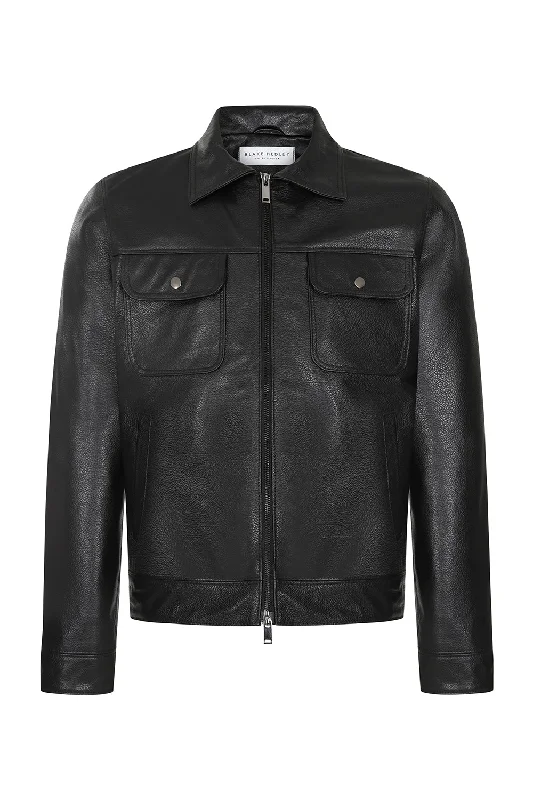 The Rider Zip Up | Black Leather