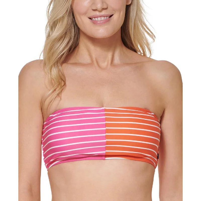 Tommy Hilfiger Womens Striped Bandeau Bikini Swim top