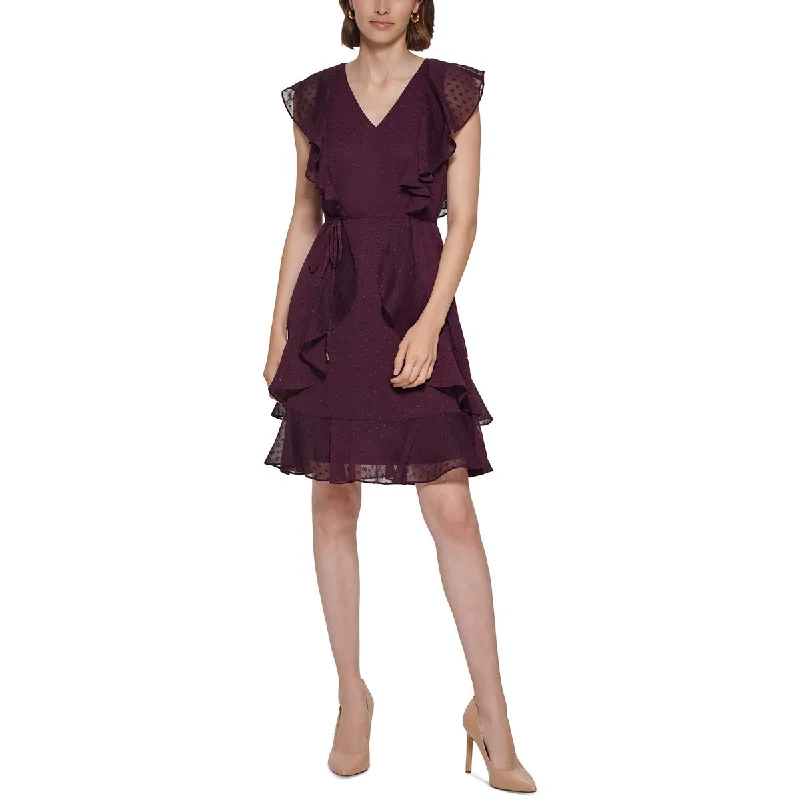 Tommy Hilfiger Womens Textured  Fit & Flare Dress