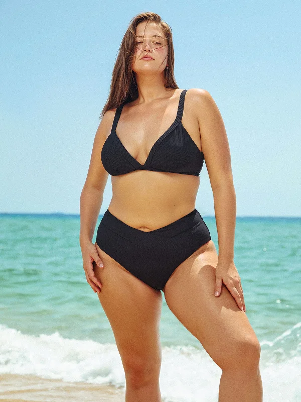 V-Neck Triangle Plus Size Bikini Top