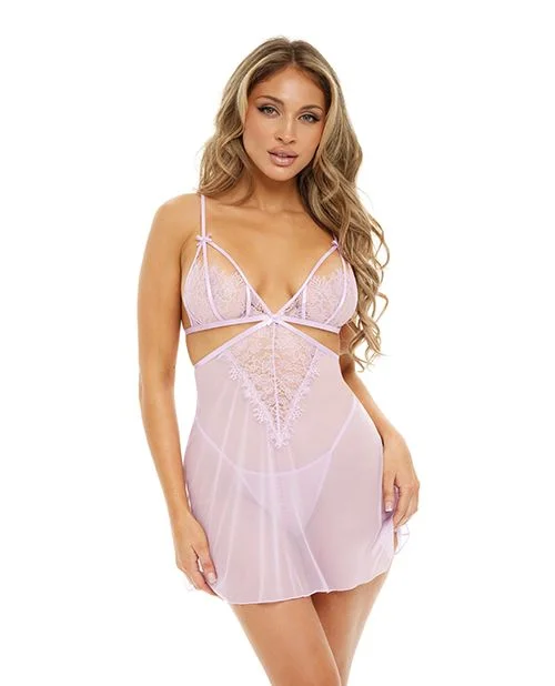 Vera Soft Cup Eyelash Lace & Mesh Flyaway Babydoll - FITS TO 14