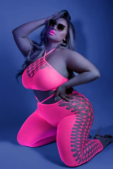 Watch Me Glow - Glow Black Light Fishnet Bodystocking